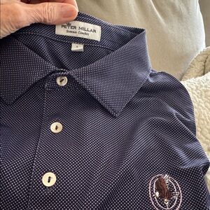 Peter Millar Polo Shirt sz Large navy like new summer comfort
